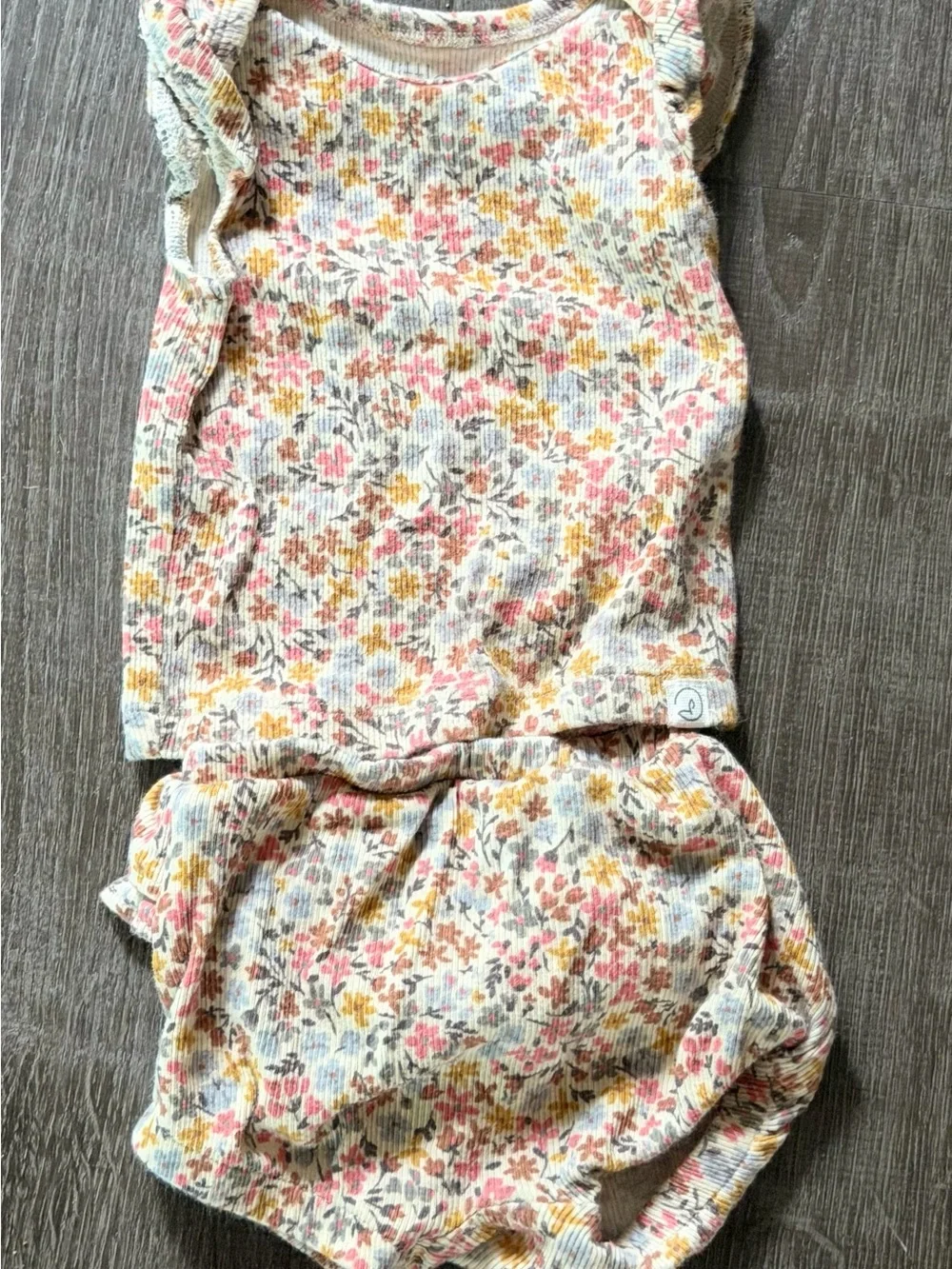 Little Planet Floral Ribbed Tank and Bloomers Set - Pink, Yellow, Gray